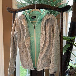 Athletic Reebok Sweater Jacket Gray and Green